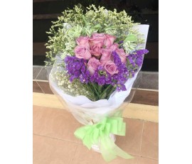 F63 12PCS PURPLE ROSES BOUQUET